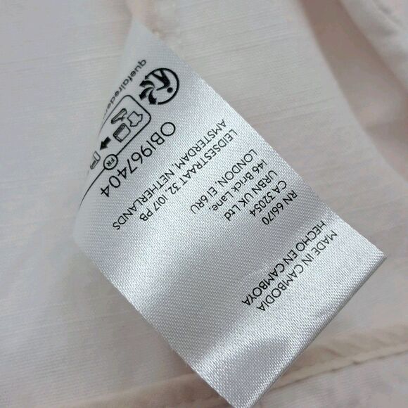 Anthropologie Pilcro Fray Hem Blazer Jacket Womens XS Ivory Pink Double Breasted - Picture 10 of 12